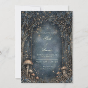 Moody Midnight Gothic Arch Forest Wedding Invitation