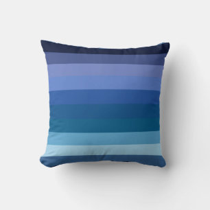 Moody Midnight Ocean Blue Gradient Stripe Pattern Cushion