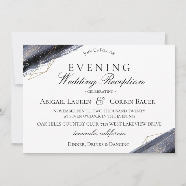 Moody Midnight Wedding Reception Invitation (Front)