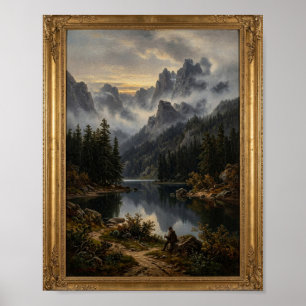 Moody Misty Mountain Alpine Lake Pines I Poster