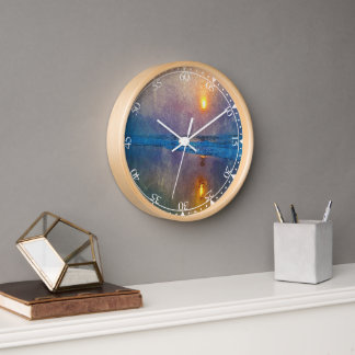 Moody misty seaside sunrise  clock