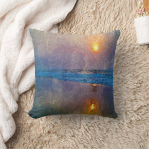 Moody misty seaside sunrise cushion