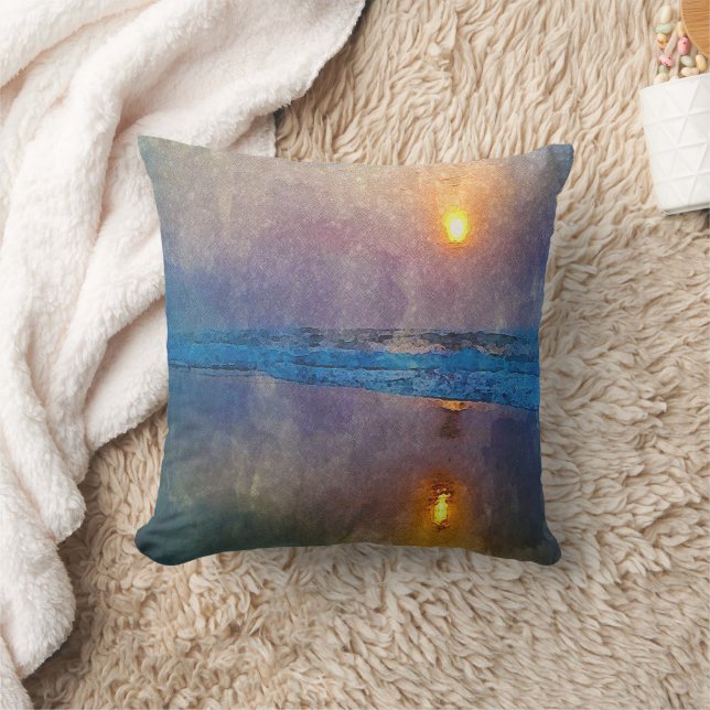 Moody misty seaside sunrise  cushion (Blanket)