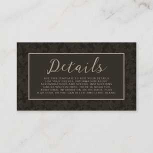 Moody Modern Browns Floral Wedding Detail Cards