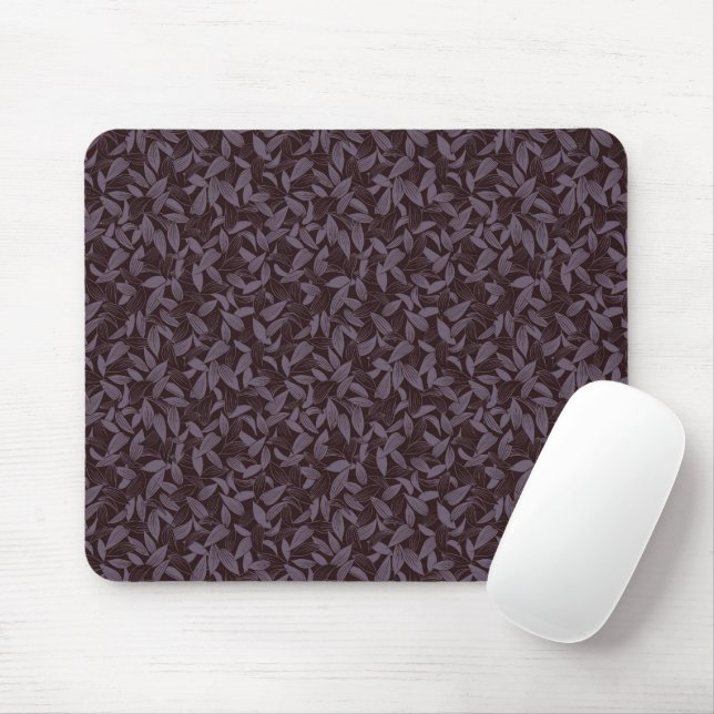 Moody Modern Chic Botanical Leaf Dark Purple Mouse Pad (With Mouse)