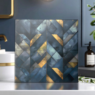Moody Modern Mosaic Dark Blue Gold ID1185 Ceramic Tile