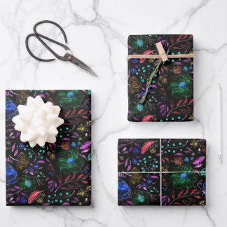 Moody Modern Winter Botanical Christmas Floral Wrapping Paper Sheet