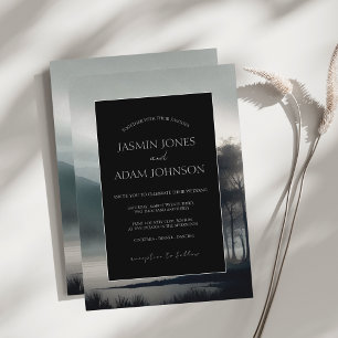 Moody Mountain Dark Aesthetic Woodland Wedding  Invitation