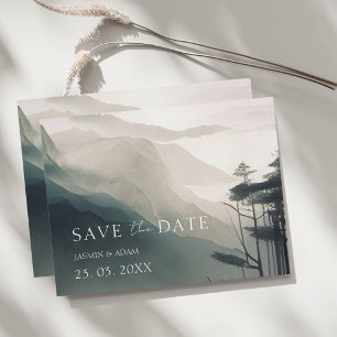 Moody Mountain Dark Aesthetic Woodland Wedding Postcard