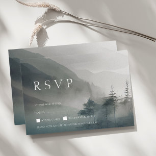 Moody Mountain Dark Aesthetic Woodland Wedding RSVP Card
