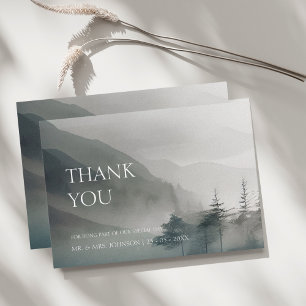 Moody Mountain Dark Aesthetic Woodland Wedding Thank You Card