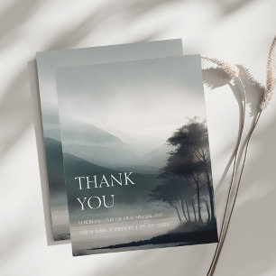 Moody Mountain Dark Aesthetic Woodland Wedding Thank You Card