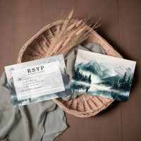 Moody Mountain Forest Lakeside Wedding RSVP
