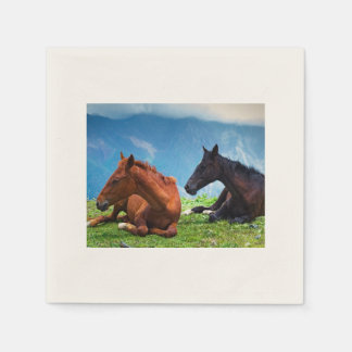 Moody Mountain Horses: A Fine Art Travel  Napkin