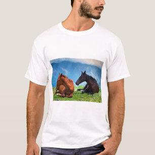 Moody Mountain Horses: A Fine Art Travel T-Shirt