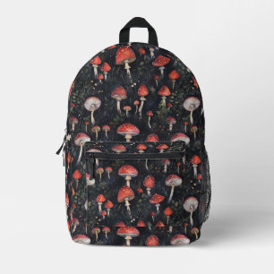 Moody Mushroom Leaves Cottagecore Printed Backpack