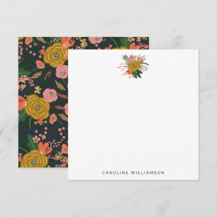 Moody Navy Mustard Floral Botanical Custom Name Card