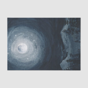 Moody night sky full moon stars mountain decoupage tissue paper