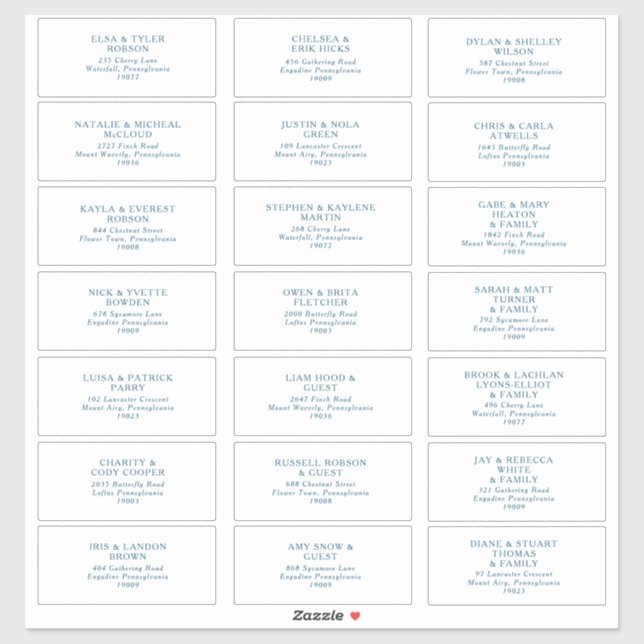 Moody Ocean Blue Font Guest Address (Sheet)