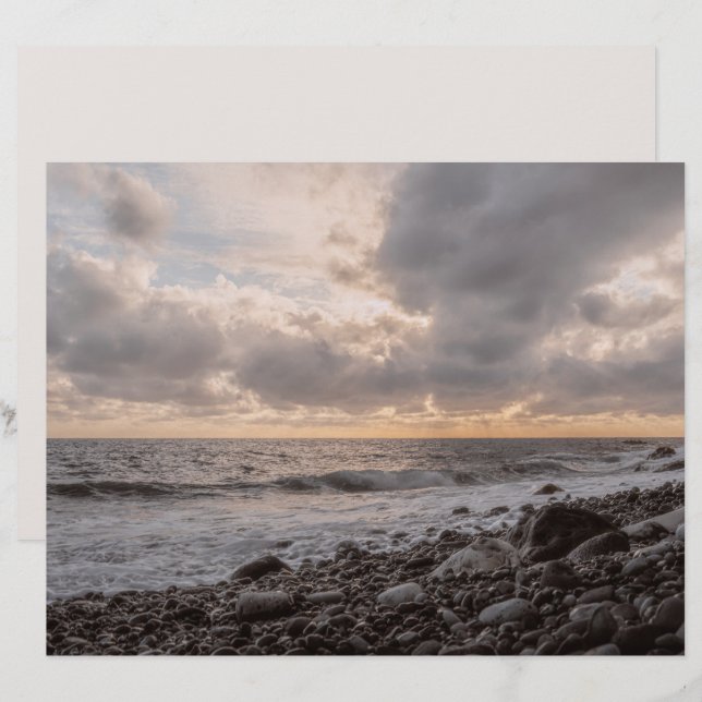 Moody ocean sunset scrapbook paper (Front/Back)