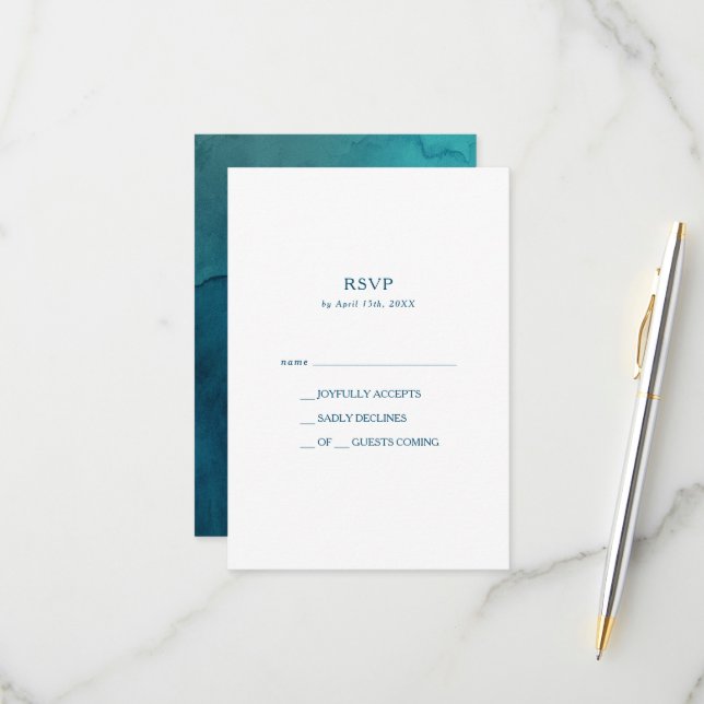 Moody Ocean Watercolor RSVP Card (Front/Back In Situ)