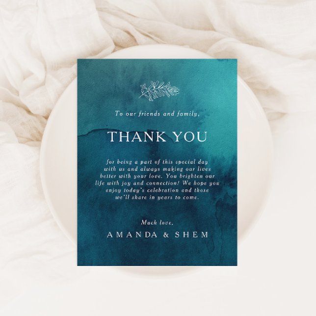 Moody Ocean Watercolor Thank You Reception Card (Creator Uploaded)