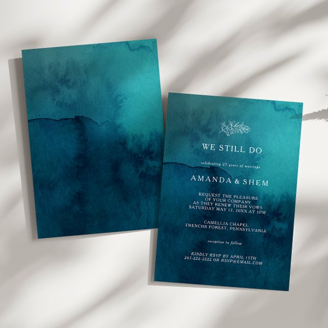 Moody Ocean Watercolor We Still Do Vow Renewal Invitation (Creator Uploaded)