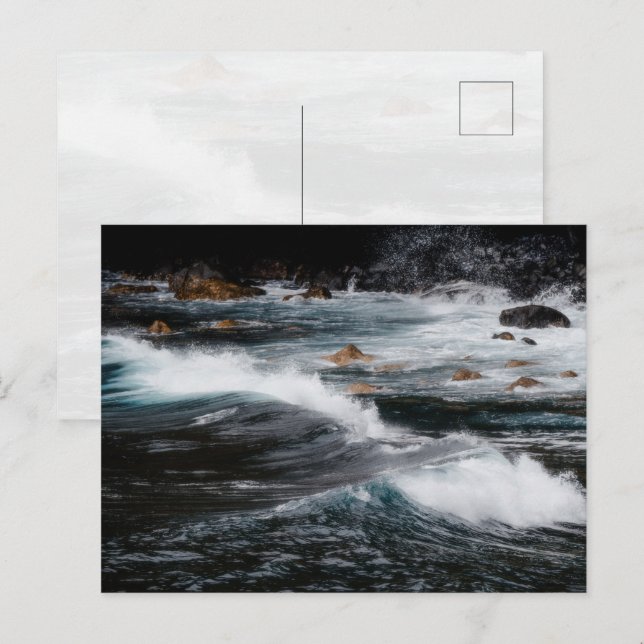 Moody ocean waves, art photo postcard (Front/Back)