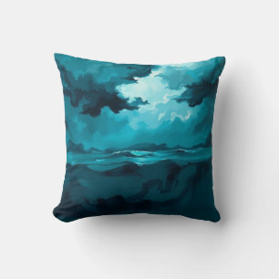Moody Ocean Waves Under Stormy Sky – Abstract Seas Cushion