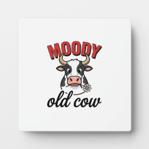 Moody Old Cow Vintage Funny Cow Shirt Design_1 Plaque