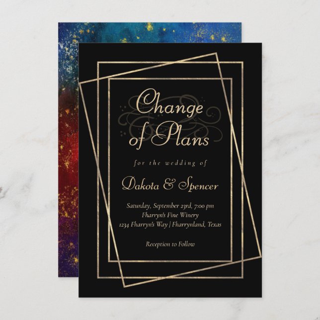 Moody Ombre | Jewel Tone Change of Plans Wedding Invitation (Front/Back)