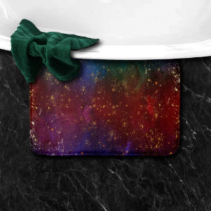 Moody Ombre Psychedelic Grunge Gold Stardust Bath Mat