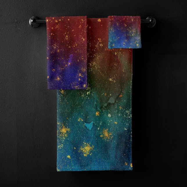 Moody Ombre | Psychedelic Grunge Gold Stardust Bath Towel Set (Creator Uploaded)