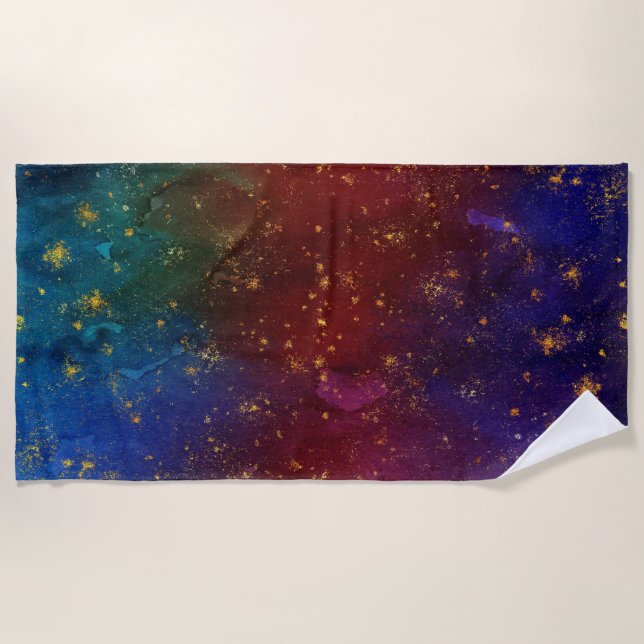 Moody Ombre | Psychedelic Grunge Gold Stardust Beach Towel (Front)