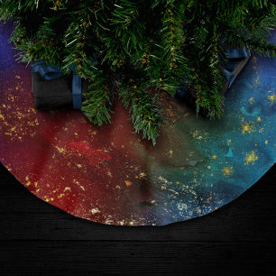 Moody Ombre   Psychedelic Grunge Gold Stardust Brushed Polyester Tree Skirt