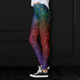 Moody Ombre Psychedelic Grunge Gold Stardust Leggings