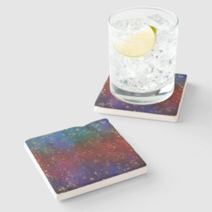 Moody Ombre Psychedelic Grunge Gold Stardust Stone Coaster