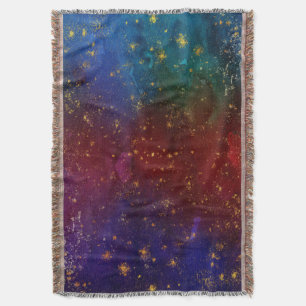 Moody Ombre   Psychedelic Grunge Gold Stardust Throw Blanket