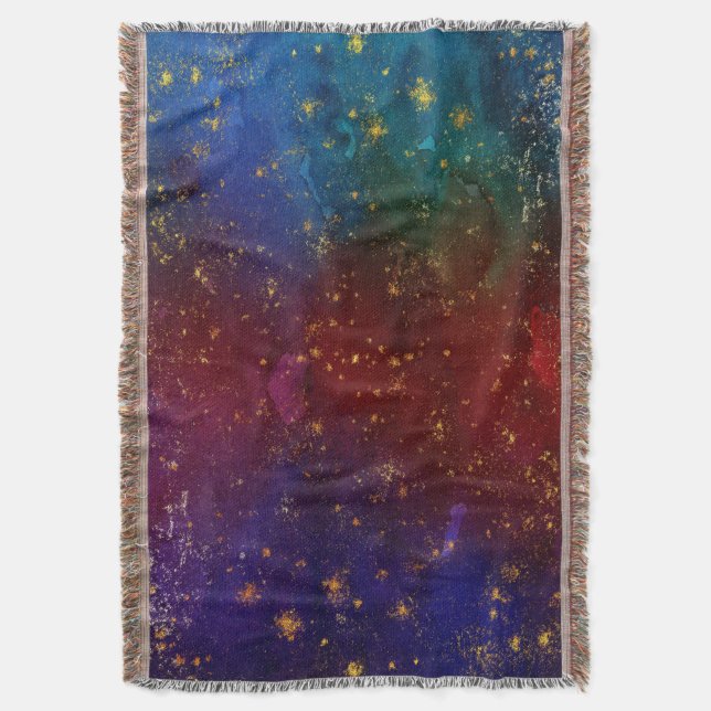 Moody Ombre | Psychedelic Grunge Gold Stardust Throw Blanket (Front Vertical)