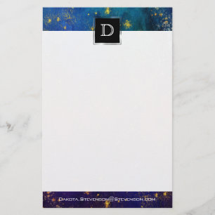 Moody Ombre   Psychedelic Grunge Stardust Monogram Stationery