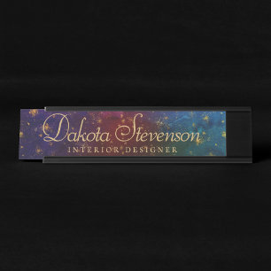 Moody Ombre   Psychedelic Grunge Stardust Title Desk Name Plate