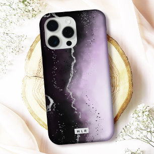 Moody Ombre Purple Gradient Trendy Monogrammed iPhone 16 Pro Case