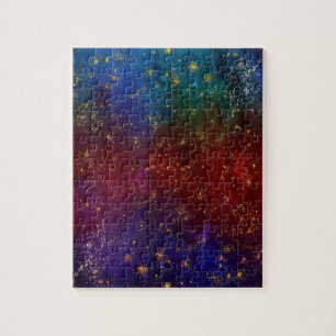 Moody Ombre Rainbow Dark Grunge Gold Stardust Jigsaw Puzzle