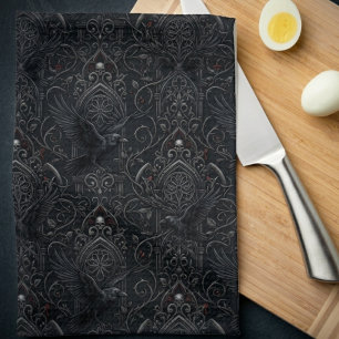 Moody Onyx Baroque Raven Tea Towel