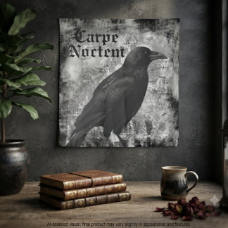 Moody Onyx Gothic Raven Dark Academia Tapestry