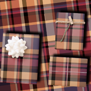 Moody Oversized Autumn Sunset Plaid Wrapping Paper Sheet
