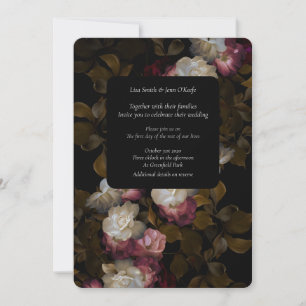 Moody Painted Florals Romantic Wedding Invitation