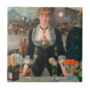 Moody Parisian Bar Manet A Bar at the Folies-Bergè Ceramic Tile