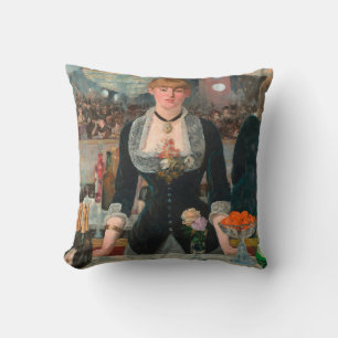 Moody Parisian Bar Manet A Bar at the Folies-Bergè Cushion