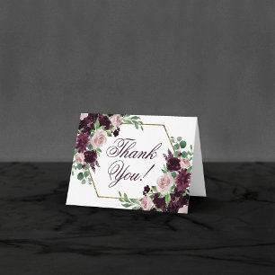 Moody Passion Dramatic Purple Floral Geometric Thank You Card